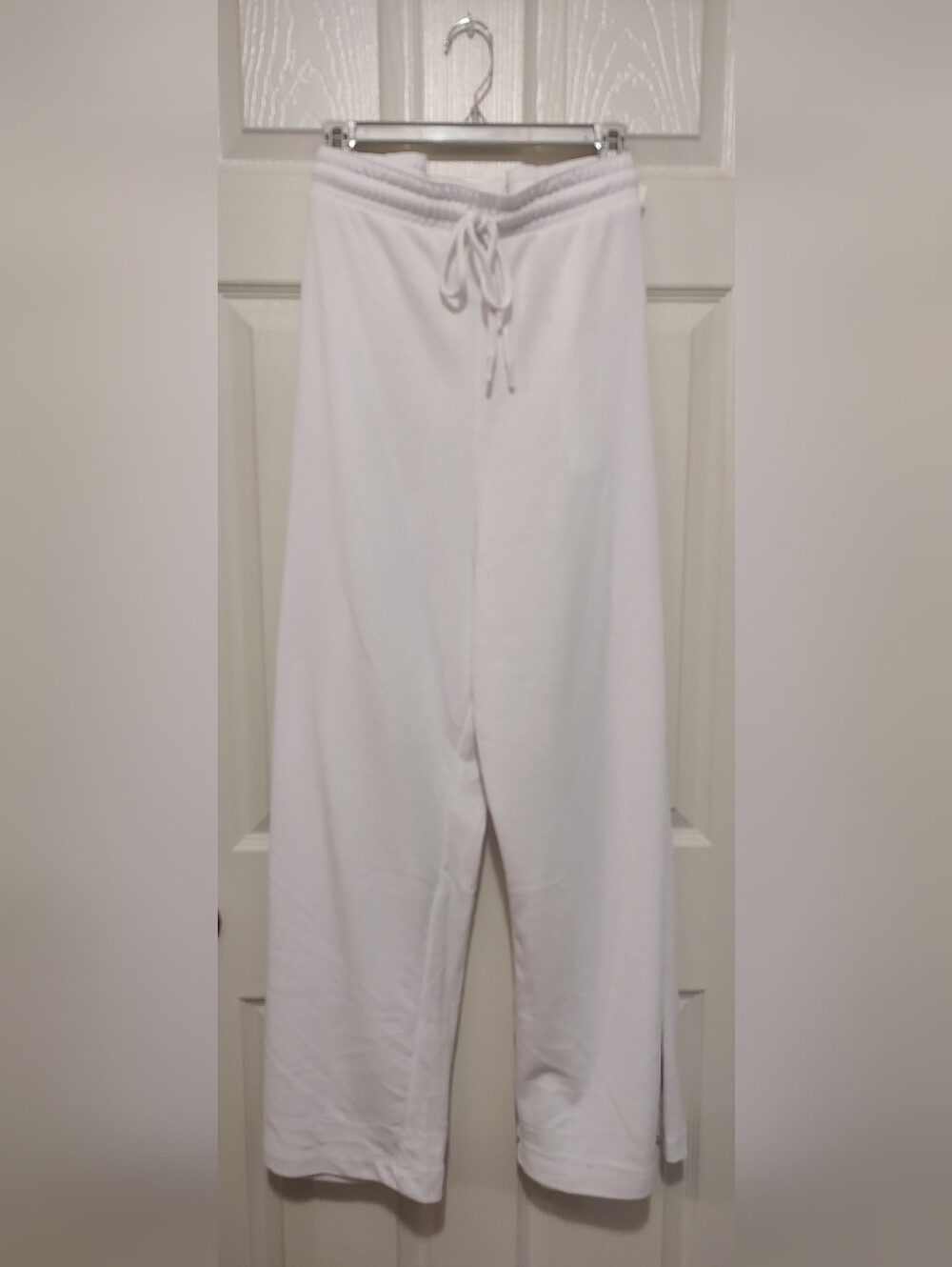 White Drawstring Wide-Leg Sweatpants